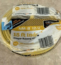 CerroMax Yellow COPPER BUILDING WIRE, 15 feet indoor NM-B 12/2, NEW Sealed