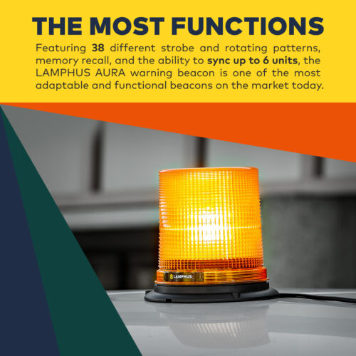 LAMPHUS 7" Amber Flashing LED Strobe Beacon Warning Light for Truck Vehicle - Picture 3 of 9