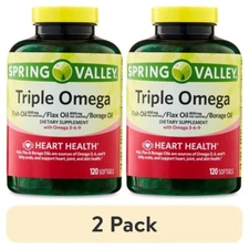 Spring Valley Triple Omega 3-6-9 Softgels, 120 Ct –Heart & Joint Support(2 pack)
