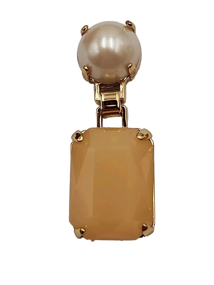 KATE SPADE NY LINEAR 耳坠 开幕之夜 金色 珍珠 水钻 BLUSH 全新带标签 — 第 3/4 张图片