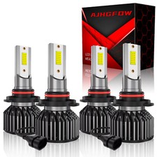 9006 9005 LED Headlight Kit Combo Bulbs High Low Beam Super Bright White 10000K