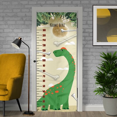 Kinderzimmer - Dinosaurier Höhentabelle - personalisierter Text Kindertür Banner