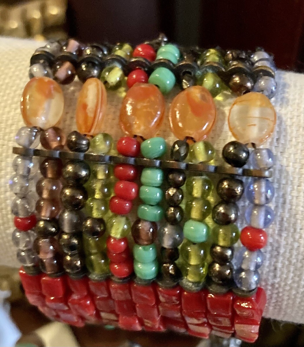 Chicos Beaded Wide Clasp Bracelet