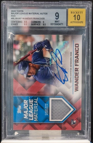 Wander Franco 2022 Topps Red Major League Material RC Patch Auto /25 BGS 9/10