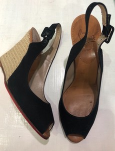 black canvas espadrille wedges