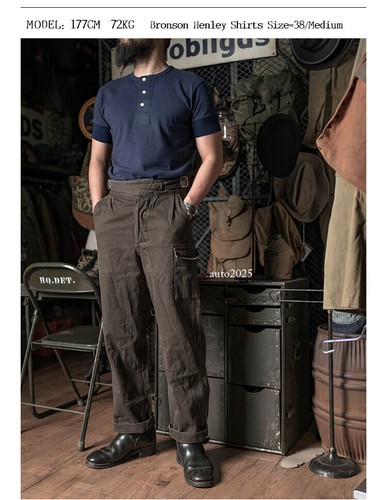 Bronson T-Shirt Vintage Thread Men Tee Thick Short Sleeve Cotton T-Shirts - Picture 10 of 43