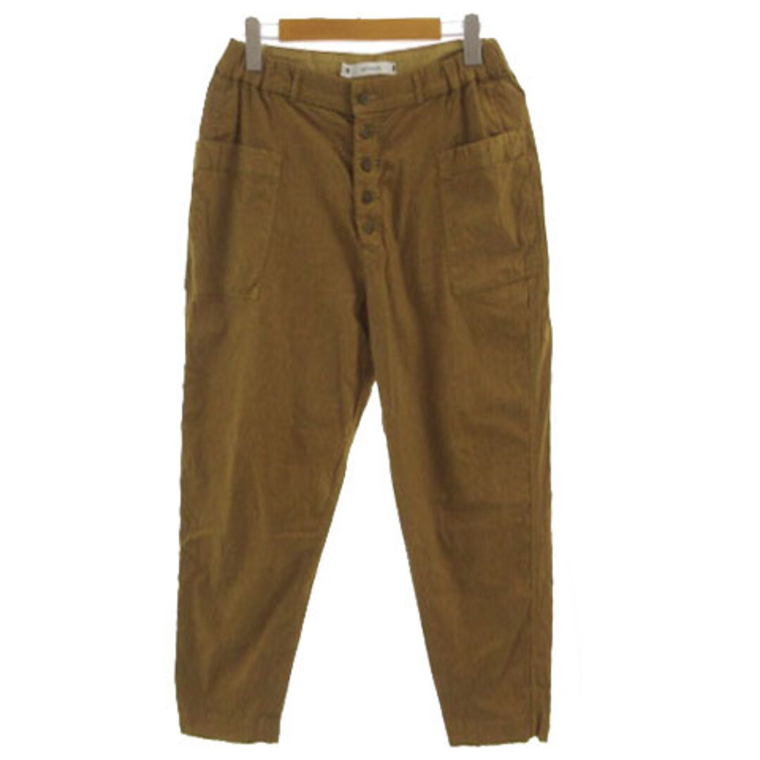Antgauge Pants Work Tapered Waist Elastic Linen Blend Brown L Used d9b67212e77b9