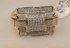 2 CT Round Cut Real Moissanite Men's Engagement Pinky Ring Solid 14k Yellow Gold