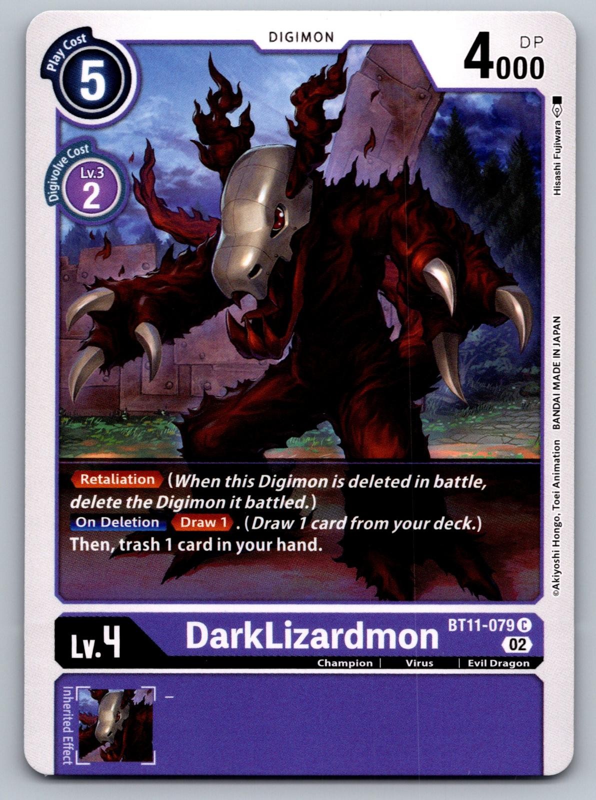 DarkLizardmon BT11-079 C Common Dimensional Phase Digimon Near Mint