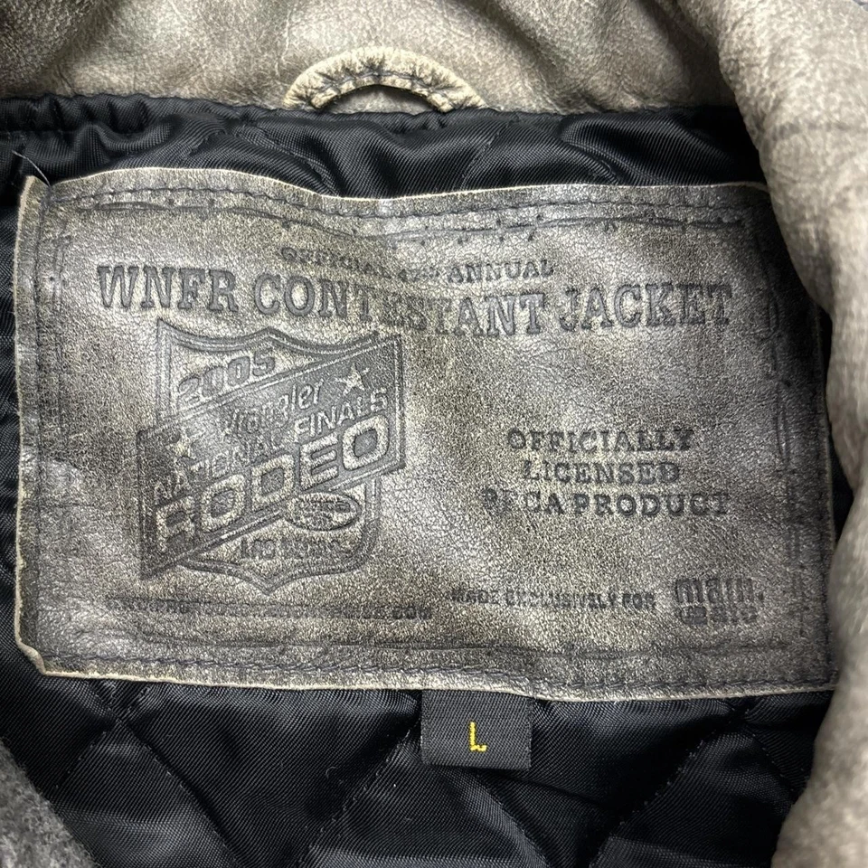 Wrangler NFR Jacket Mens Large 2005 National Finals Rodeo Vintage Wool Leather - Image 3 of 4