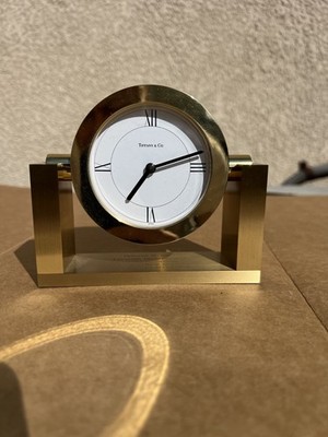 Tiffany & Co Brass Desk Clock Swiss Quartz Working Deborah M. Soon