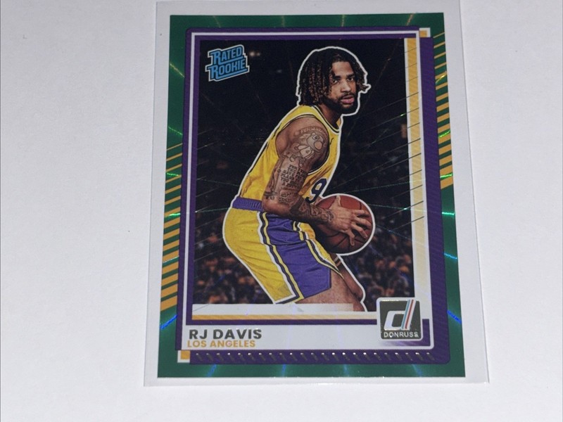 RJ Davis 2025-2026 Donruss Rated Rookie Green Lazer #101 Lakers