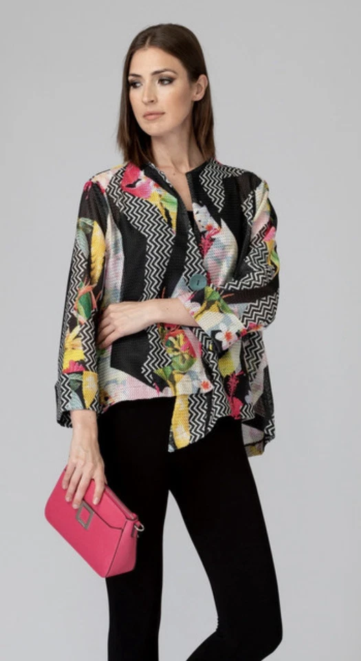 Chaqueta para mujer Joseph Ribkoff estilo 192590 colorida estampada abstracta talla 12 Foto 3 de 4