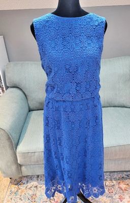 Lands End cobalt blue lace maxi dress Large great condition