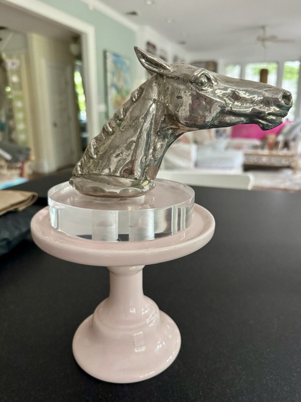 Hood Ornament Chrome Horse Head Radiator Cap/ Lucite Horse Head Paperweight