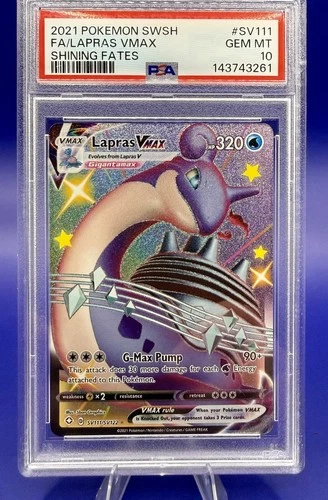 Pokémon TCG Lapras VMAX SV111/SV122 Shining Fates Shiny Vault PSA 10