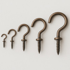Cup Hooks Screw In Antique Brass Hook Hanger Kitchen Garage Tool Hanging Strong