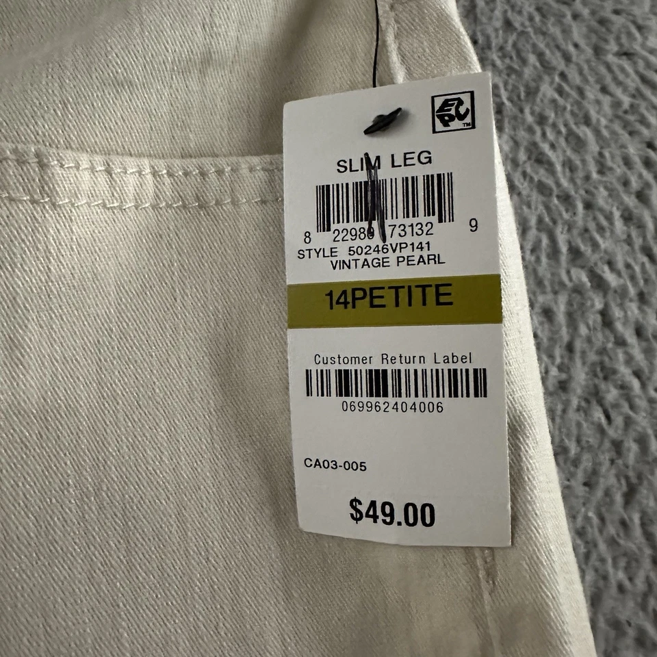 Pantalones de mezclilla para mujer Style & Co vintage perlados talla 14P pierna ajustada elástica mezcla de algodón Foto 3 de 4