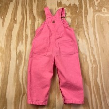 Carhartt Bright Pink Girls Overalls / Dungarees Size 18M Heart Buttons