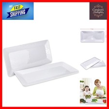 Melamine Rectangle Serving Platters, Large 17 x 8 Inch, Set of 2 White