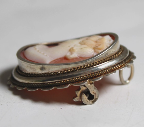 Vintage 800 Silver & Finely Hand Carved Classic Cameo Brooch Pin - Picture 5 of 10