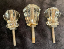 3 Antique Crystal Glass Cabinet Knobs. Victor...