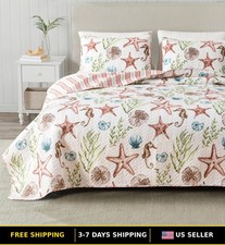 Coastal Nautical Quilt Set, 3-Piece Lightweight King/California King Size