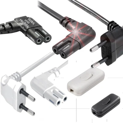 KABELBOUTIQUE® Euro Netzkabel Gewinkelt Stromkabel Strom Kabel Links Rechts Winkel Oben Unten ✨