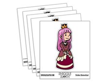 Cute Cartoon Princess with Crown Vinyl Sticker Set - 5 Pack