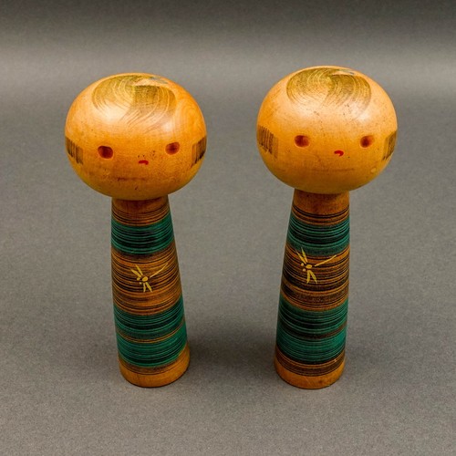 Yamanaka Sanpei Japanese Pair Of Vintage Wood Sosaku Kokeshi Doll 6" - Picture 2 of 8