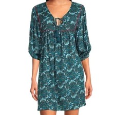 Band Of The Free Dress Size Small Teal Balloon 1/2 Sleeve Tassels NWT