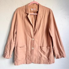 Esprit Vintage Womens Beige Linen Blazer Medi...