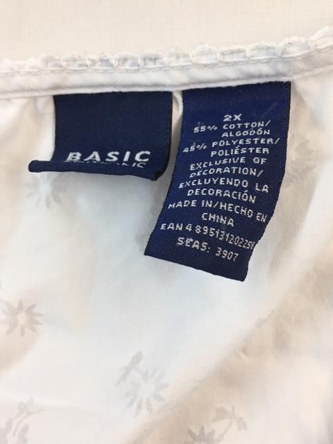 Basic editions 2X white button down floral burnou… - image 4