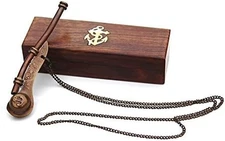 Bosun'S Whistle Antique Brass with Hardwood Anchor Inlaid Box