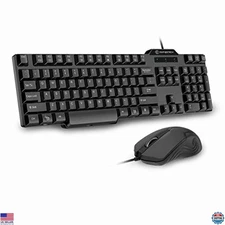 Gofreetech Full-Size Wired Keyboard & Optical Mouse Combo - USB, Windows & Mac