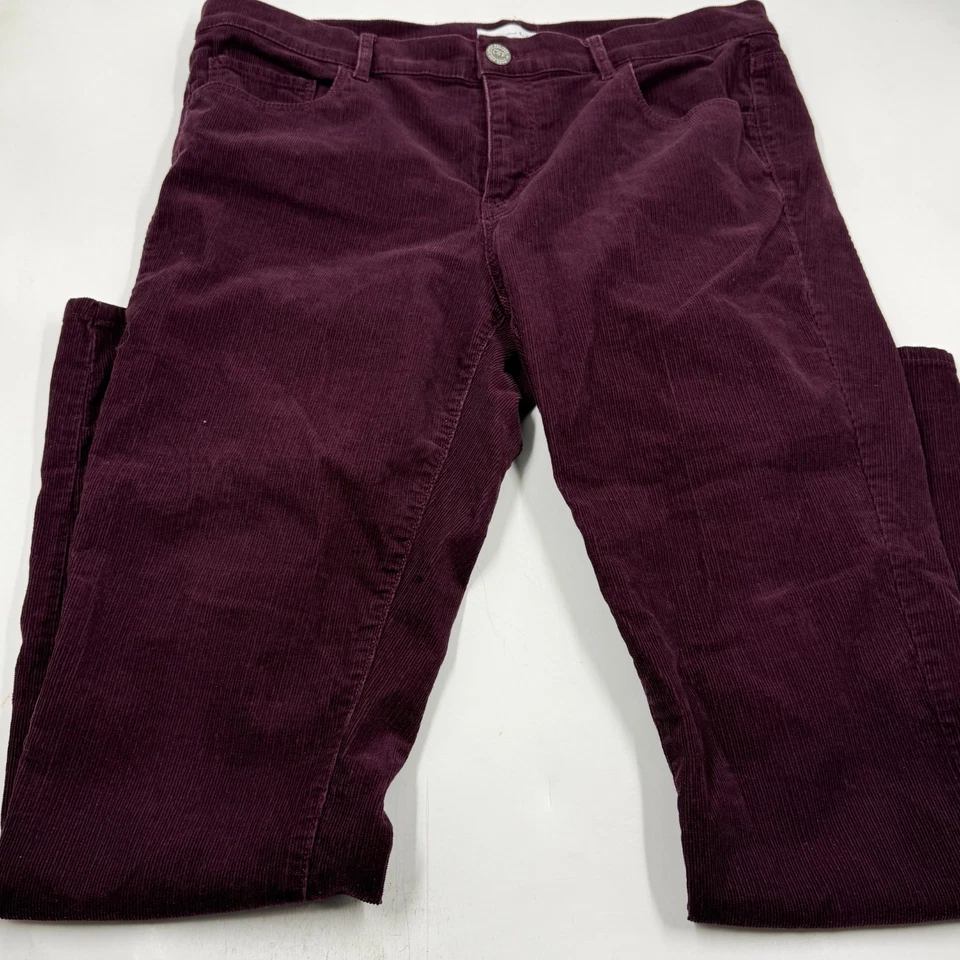 Ann Taylor LOFT 女式现代紧身裤 10 勃艮第灯芯绒中码修身腿 — 第 2/4 张图片