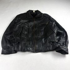 Womens Vintage Black Leather Cafe Racer Jacket Minimalist Zip Up Biker Coat