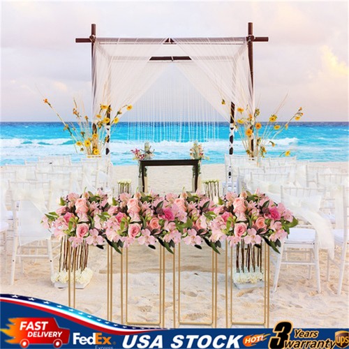 4Pcs Gold Metal Column Flower Stands Centerpiece Holder Rack Party/Wedding Decor