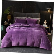 Velvet Flannel Duvet Cover Set Size Duvet Ultra Soft Breathable King Purple