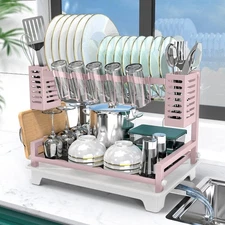 B-Land Dish Drying Rack, 2 Tier Dish Racks for Kitchen Counter, Large Dish Dryin