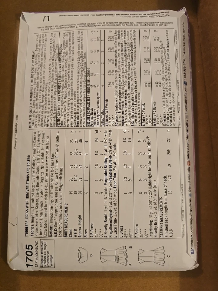 Simplicity 1705 Disney Princess Baby Toddler Girl Dress Pattern 1/2-4 Uncut New  - Image 2 of 2