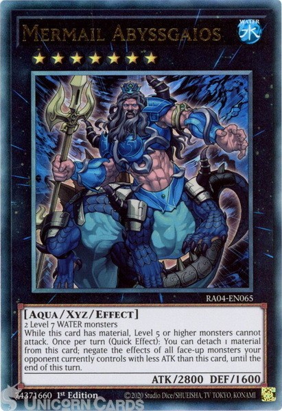 RA04-EN065 Mermail Abyssgaios : Ultimate Rare 1st Edition Mint YuGiOh Card