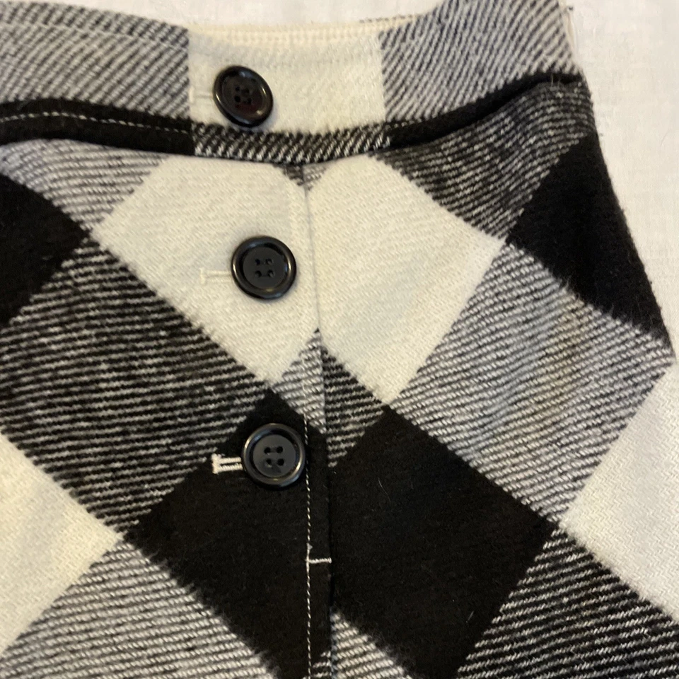 Falda envolvente Ann Taylor LOFT negra blanca búfalo a cuadros talla 8 clásica preppy Foto 3 de 4
