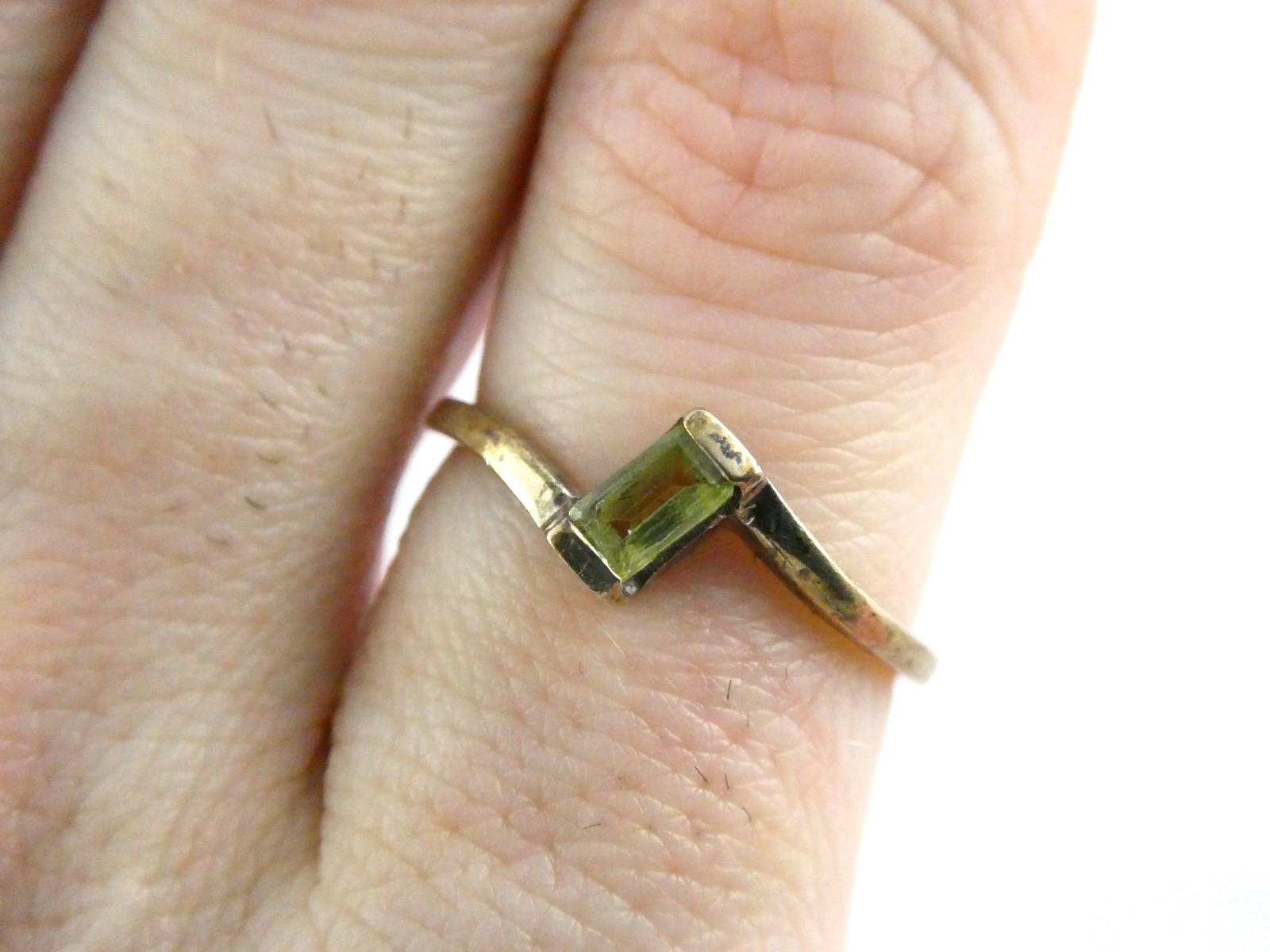 Sterling Silver Rectangular Cut Green Peridot Sol… - image 1
