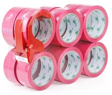 Pink Packing Tape with Dispenser, 2.4 Mil 1.88 Inch x 60 Yards, 12 Refills Ro...
