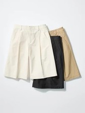 UNIQLO Jersey Pleated Half Shorts S-3XL Off White Black Beige Women 485178 NWT
