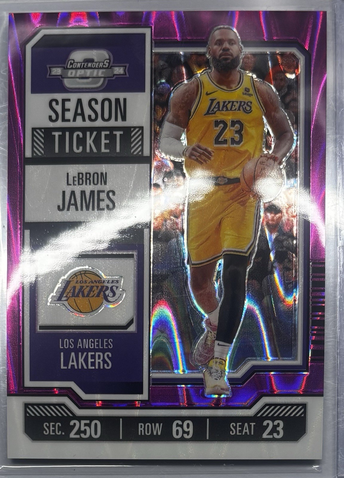 2023-24 Panini Contenders Optic - Season Ticket LeBron james Purple Prizm /18