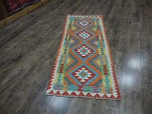 Authentic Afghan Chobi Vegetable Kilim Rug Tribal Geometric Desig Rug 2.5x6.7 Ft