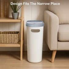 Narrow Plastic Waste Bin With Lid Slim Bathroom Toilet Trash Can Kitchen Dustbin