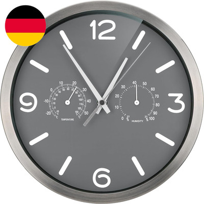 Bresser Funkuhr Wanduhr Mytime ND Thermo-Hygro Mit Geräuschlosem Funkuhrwerk, Ed